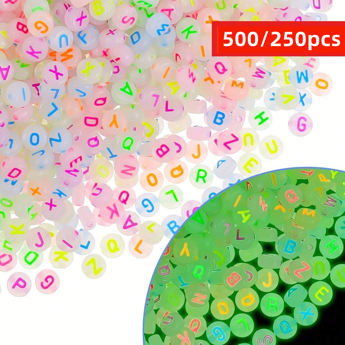 Jewelry Quotes - 500/250개 4*7mm 야광 아크릴 비즈, 어둠