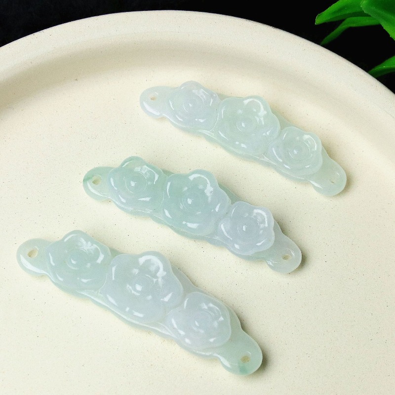 Jewelry & Watches Spółka Z Ograniczoną Odpowiedzialnością - 1pc 천연 경옥 에메랄드 꽃 핸드