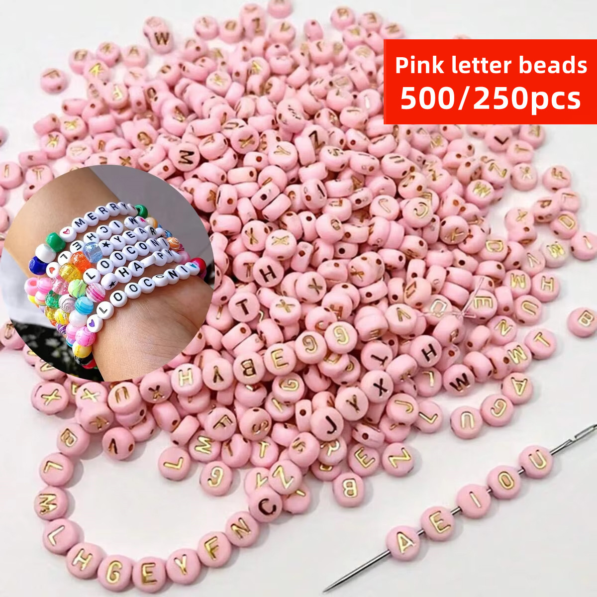 Jewelry Quotes - 500/250개 7mm 핑크 레터, 발렌타인데이 색상,