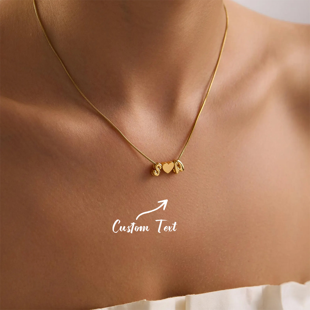 Engraved Name Necklace - 맞춤형 이니셜 이름 3D 버블 하트