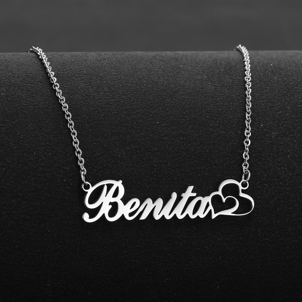 Engraved Name Necklace - 개인화 된 더블 하트 맞춤 이름
