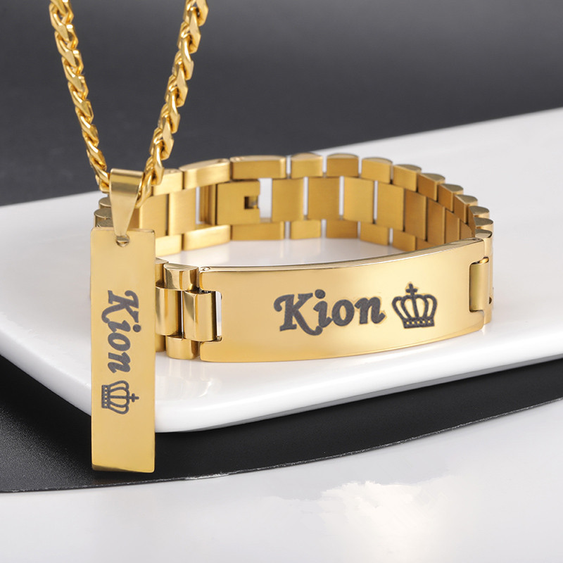 Engraved Name Necklace - 사용자 정의 남자 이름 목걸이 큰