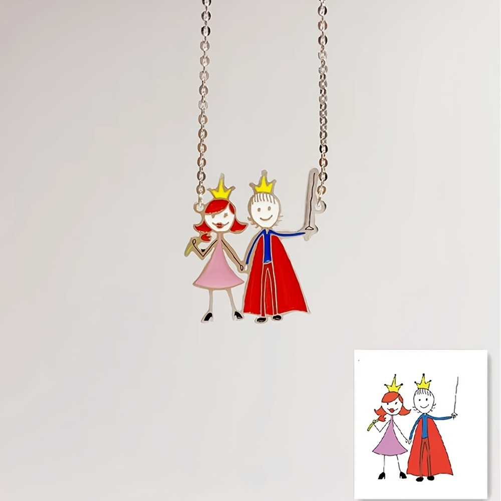 Engraved Name Necklace - 맞춤형 에나멜 펜던트 목걸이 어린이 그림