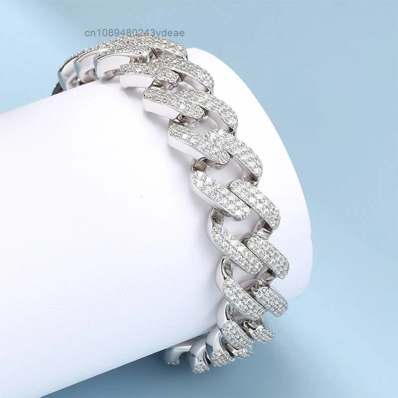 Hip Hop Chain Necklace - 14mm 쿠반 링크 팔찌 아이스드 아웃