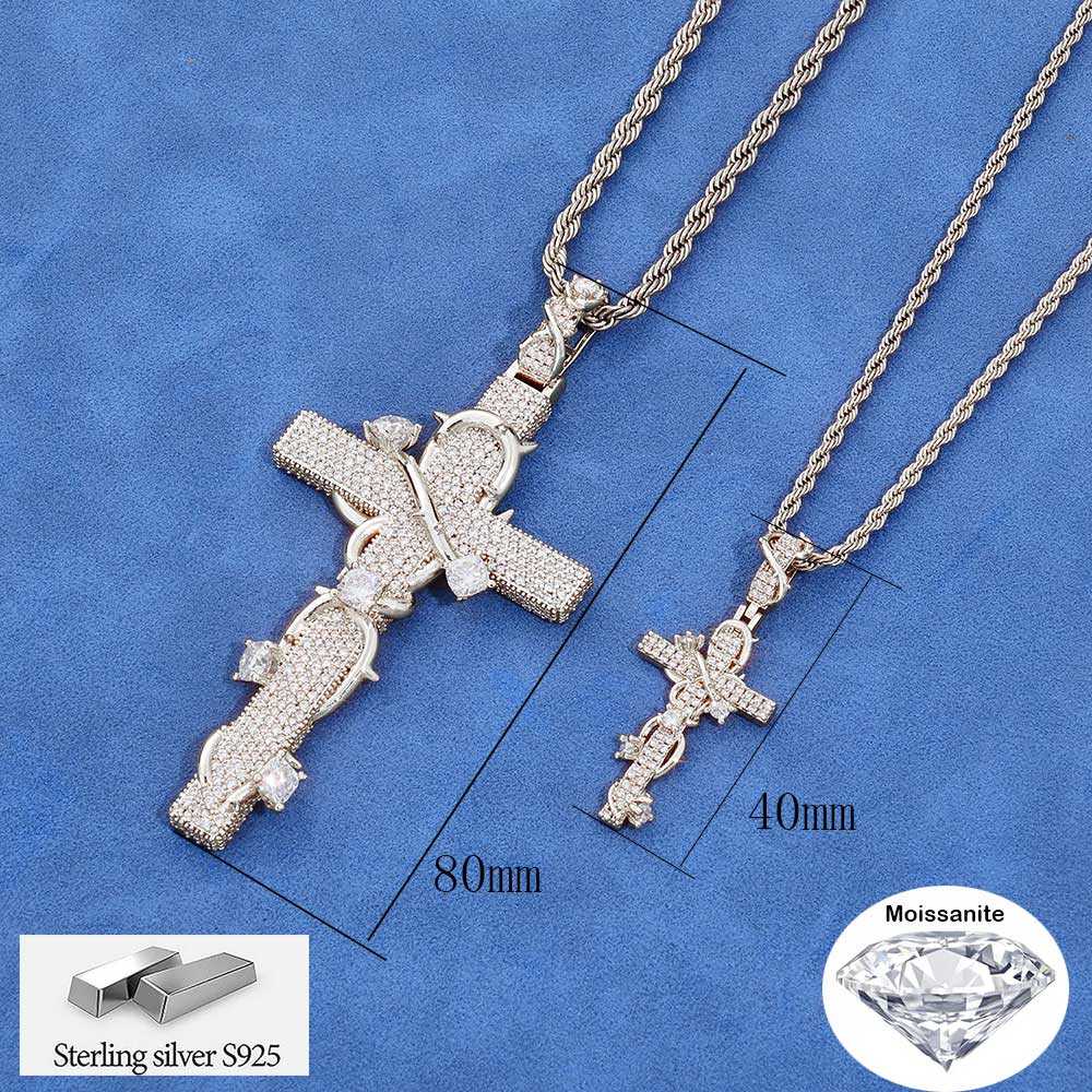 Hip Hop Chain Necklace - 누오야 럭셔리 모이사나이트 925 스털링 실버