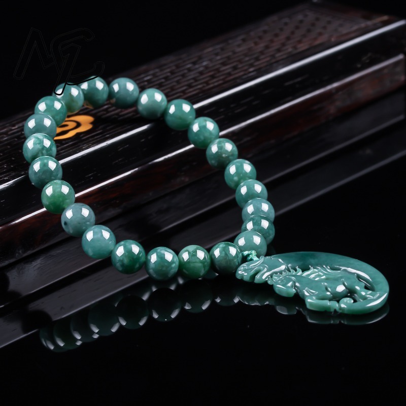 천연 비취 블루 워터 조디악 말 비즈 핸드 니팅 팔찌  - Jewelry & Watches Spółka Z Ograniczoną Odpowiedzialnością 리뷰 및 가격