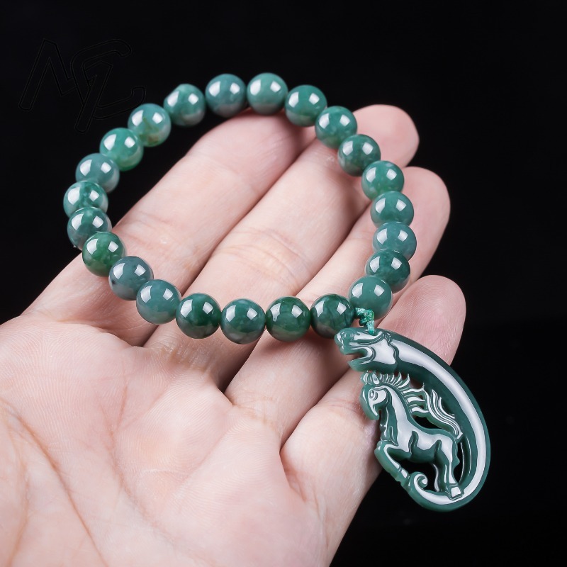 천연 비취 블루 워터 조디악 말 비즈 핸드 니팅 팔찌  - Jewelry & Watches Spółka Z Ograniczoną Odpowiedzialnością 리뷰 및 가격