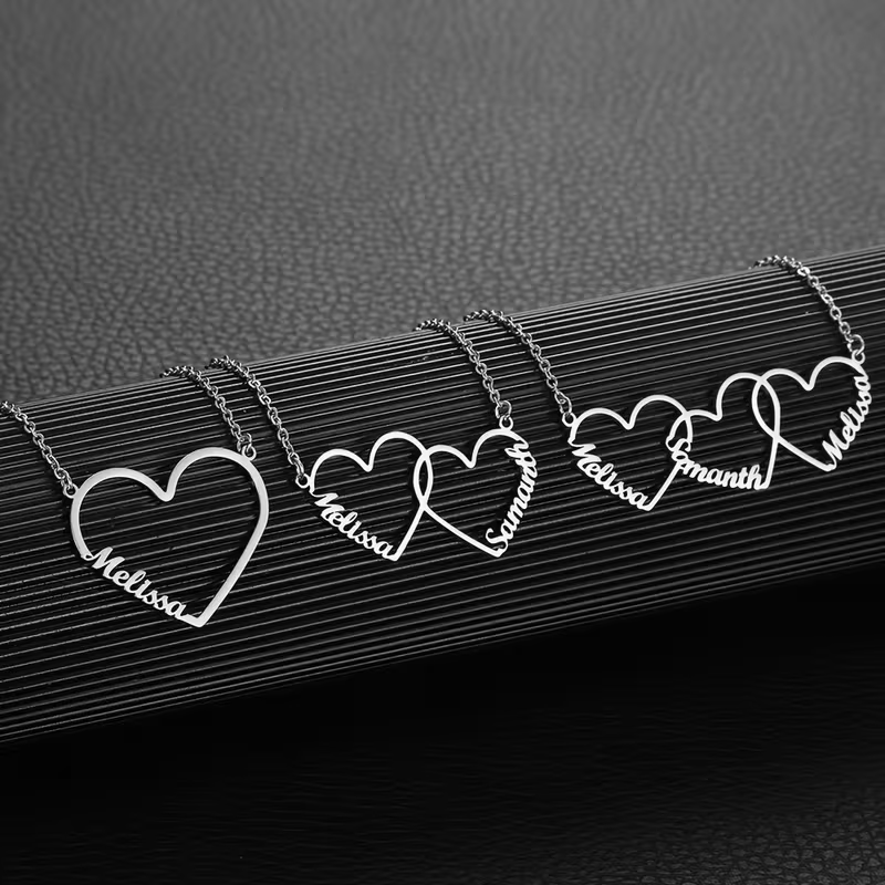 맞춤형 인터로킹 하트 네임 목걸이, 개인 맞춤 1/2/ - Engraved Name Necklace 리뷰 및 가격