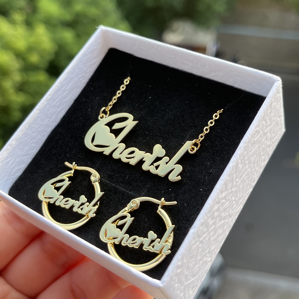 DUOYING 맞춤형 귀걸이 쥬얼리 세트, 20mm 명 - Engraved Name Necklace 리뷰 및 가격