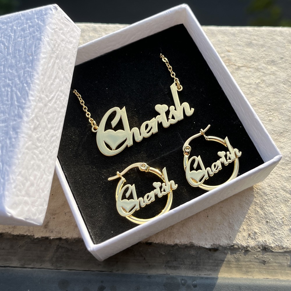 DUOYING 맞춤형 귀걸이 쥬얼리 세트, 20mm 명 - Engraved Name Necklace 리뷰 및 가격