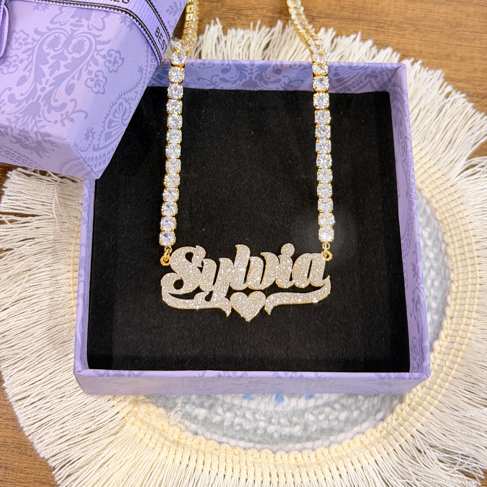 DUOYING 맞춤형 블링 네임 후프 귀걸이 목걸이 세 - Engraved Name Necklace 리뷰 및 가격