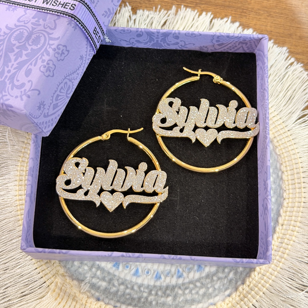 DUOYING 맞춤형 블링 네임 후프 귀걸이 목걸이 세 - Engraved Name Necklace 리뷰 및 가격