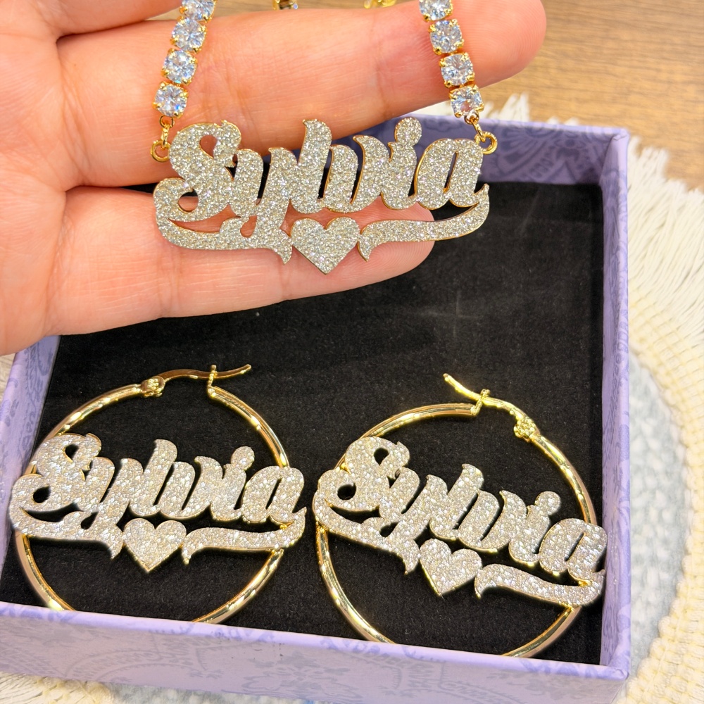 DUOYING 맞춤형 블링 네임 후프 귀걸이 목걸이 세 - Engraved Name Necklace 리뷰 및 가격
