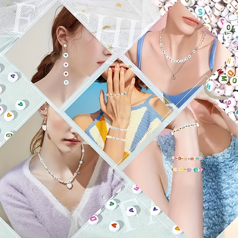1300개의 4x7 라운드 아크릴 레터 비즈와 하트 모 - Jewelry Quotes 리뷰 및 가격