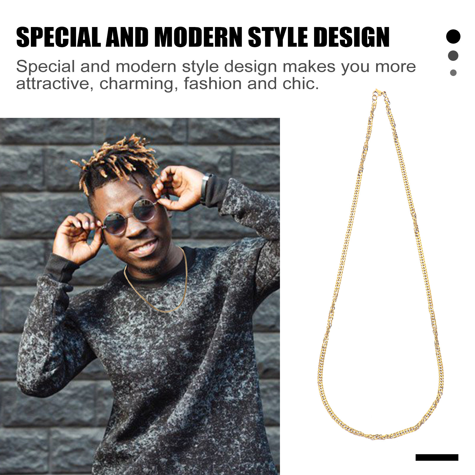 1Pcs 골든 티타늄 스틸 더블 버클 체인 초커 목걸이 - Hip Hop Chain Necklace 리뷰 및 가격