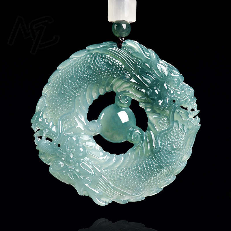 천연 진짜 에메랄드 블루 워터 제이드 더블 드래곤 브랜 - Jewelry & Watches Spółka Z Ograniczoną Odpowiedzialnością 리뷰 및 가격