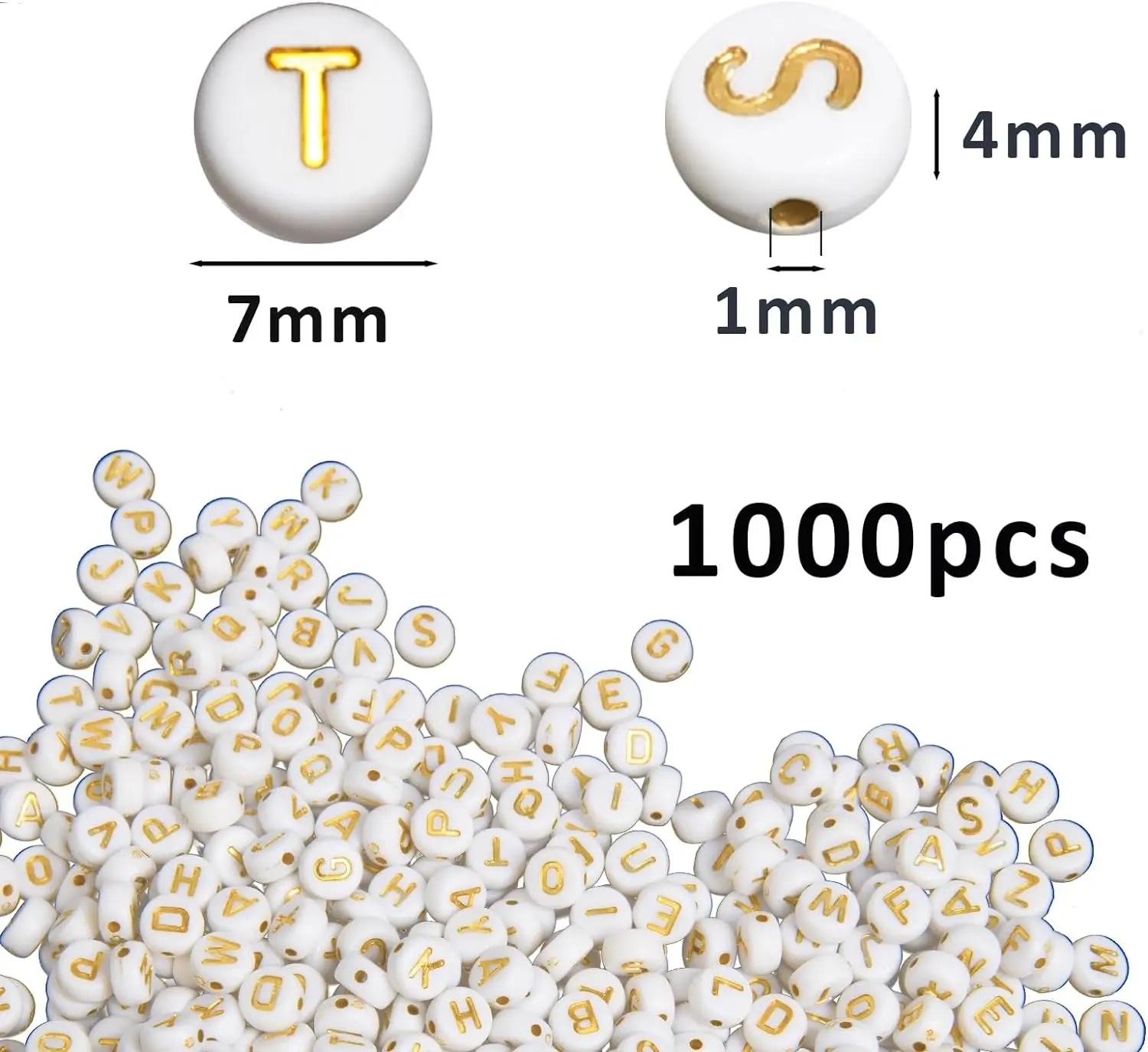 1000개의 문자 비즈, 흰색 원형 4x7mm 아크릴  - Jewelry Quotes 리뷰 및 가격