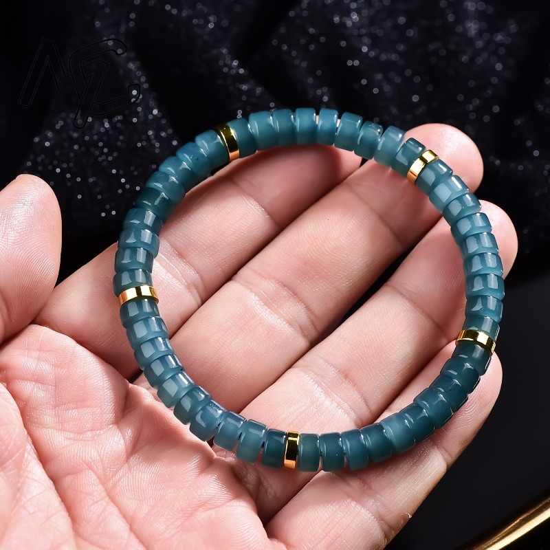 천연 비취 블루 워터 주판 비즈 스페이서 팔찌 고급 품 - Jewelry & Watches Spółka Z Ograniczoną Odpowiedzialnością 리뷰 및 가격