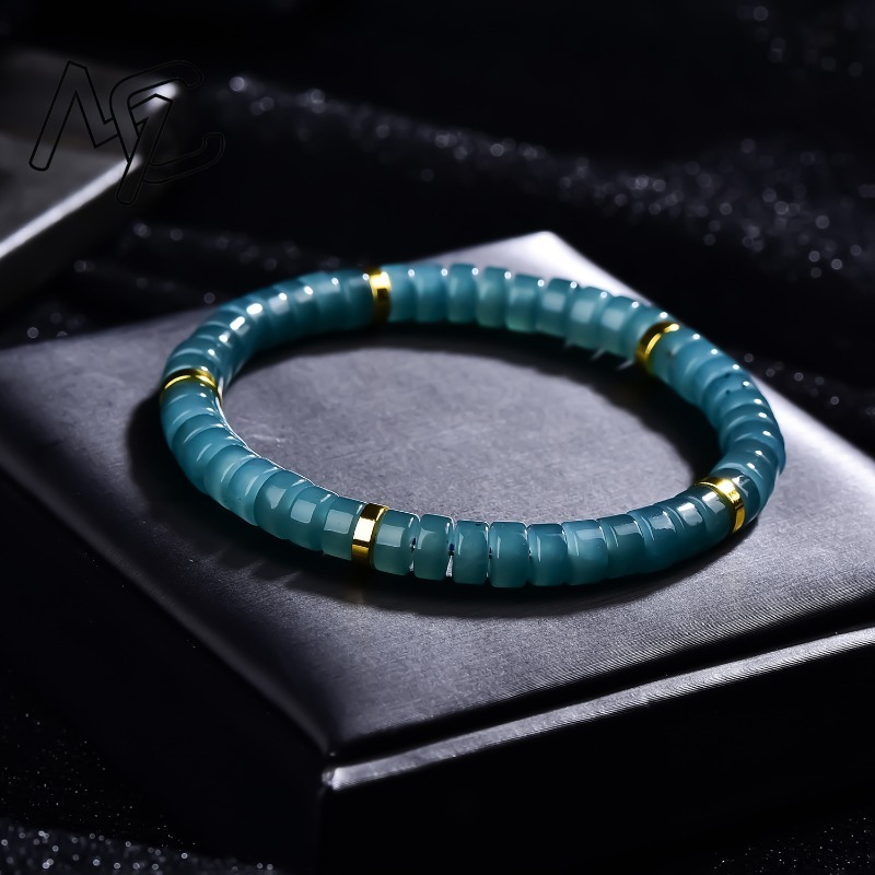천연 비취 블루 워터 주판 비즈 스페이서 팔찌 고급 품 - Jewelry & Watches Spółka Z Ograniczoną Odpowiedzialnością 리뷰 및 가격