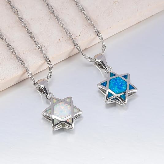 다윗의 별 오팔 펜던트 목걸이 양면 유대교 헥사그램 보 - Jewelry & Watches Spółka Z Ograniczoną Odpowiedzialnością 리뷰 및 가격