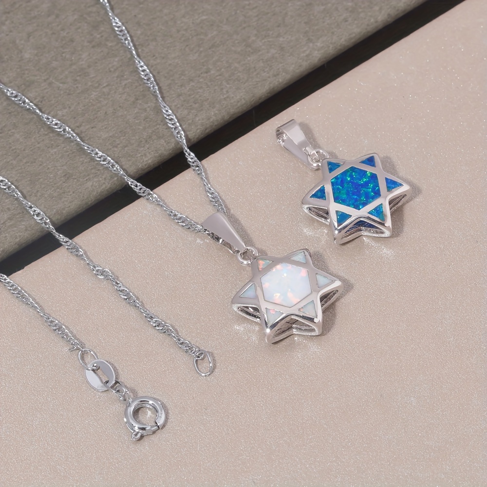 다윗의 별 오팔 펜던트 목걸이 양면 유대교 헥사그램 보 - Jewelry & Watches Spółka Z Ograniczoną Odpowiedzialnością 리뷰 및 가격
