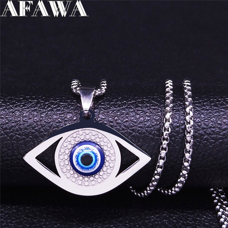 이슬람 하마사 푸른 눈 목걸이 스테인리스 스틸 터키 눈 - Jewelry & Watches Spółka Z Ograniczoną Odpowiedzialnością 리뷰 및 가격