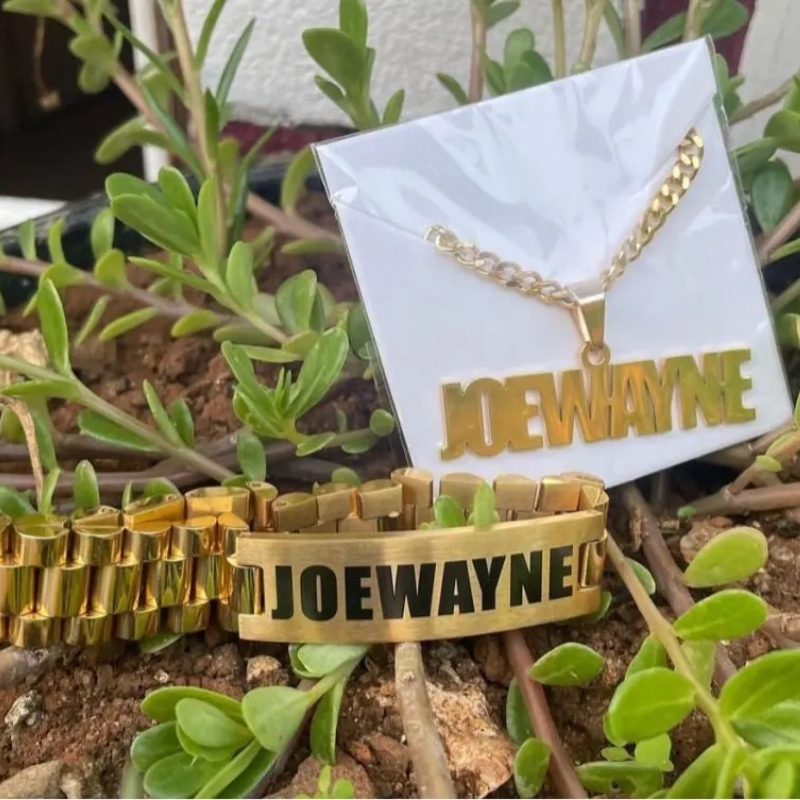 사용자 정의 남자 이름 목걸이 큰 팔찌 쥬얼리 세트 스 - Engraved Name Necklace 리뷰 및 가격