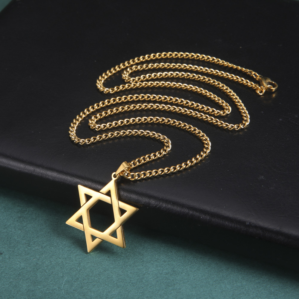 남성용 스테인레스 스틸 다윗의 별 펜던트 목걸이, 육각 - Jewelry & Watches Spółka Z Ograniczoną Odpowiedzialnością 리뷰 및 가격