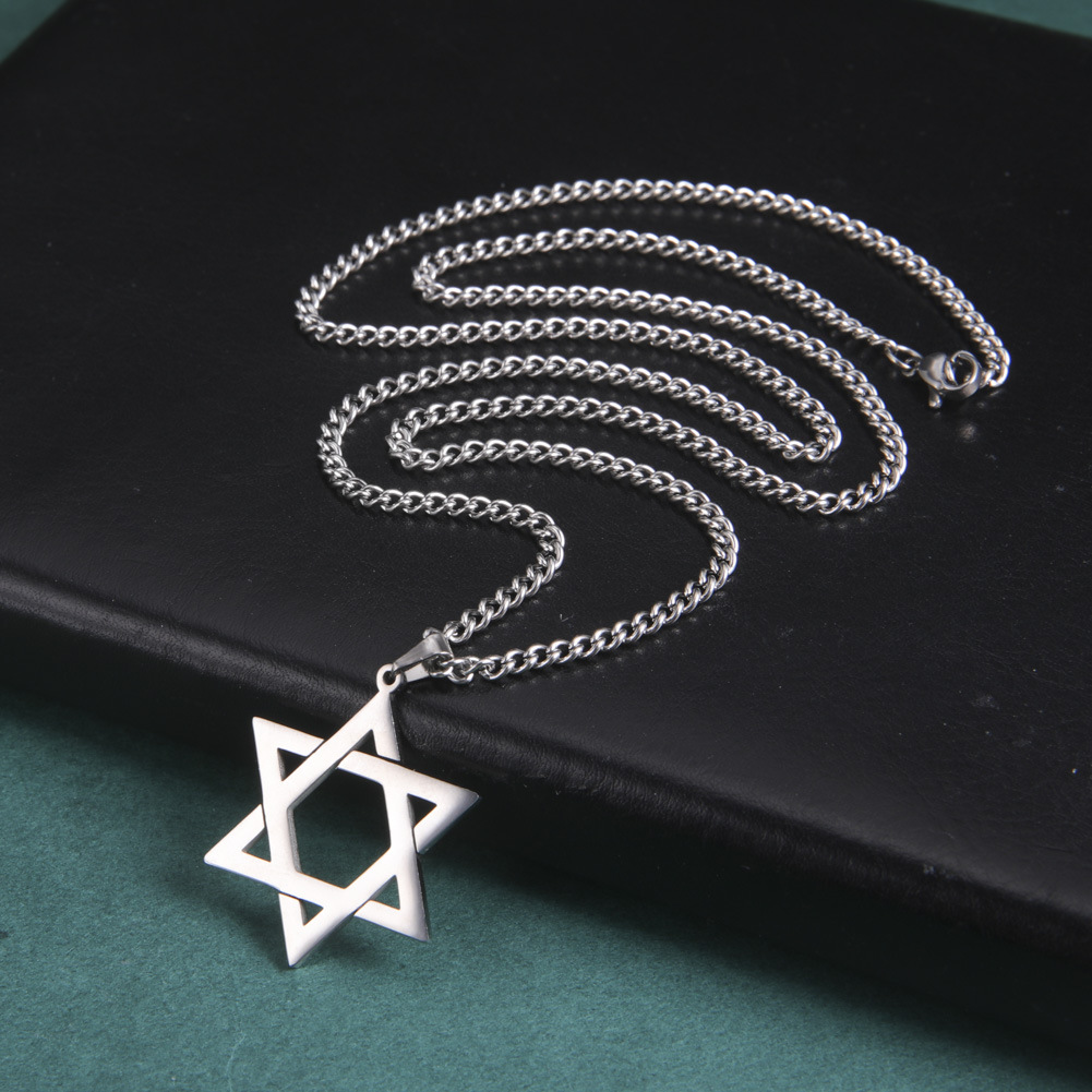 남성용 스테인레스 스틸 다윗의 별 펜던트 목걸이, 육각 - Jewelry & Watches Spółka Z Ograniczoną Odpowiedzialnością 리뷰 및 가격