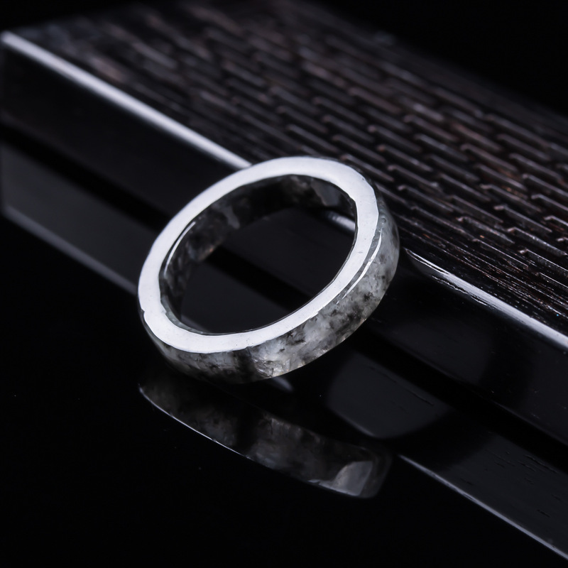 천연 A급 버마산, 블랙 제이디트 아이스 타입 반지,  - Jewelry & Watches Spółka Z Ograniczoną Odpowiedzialnością 리뷰 및 가격