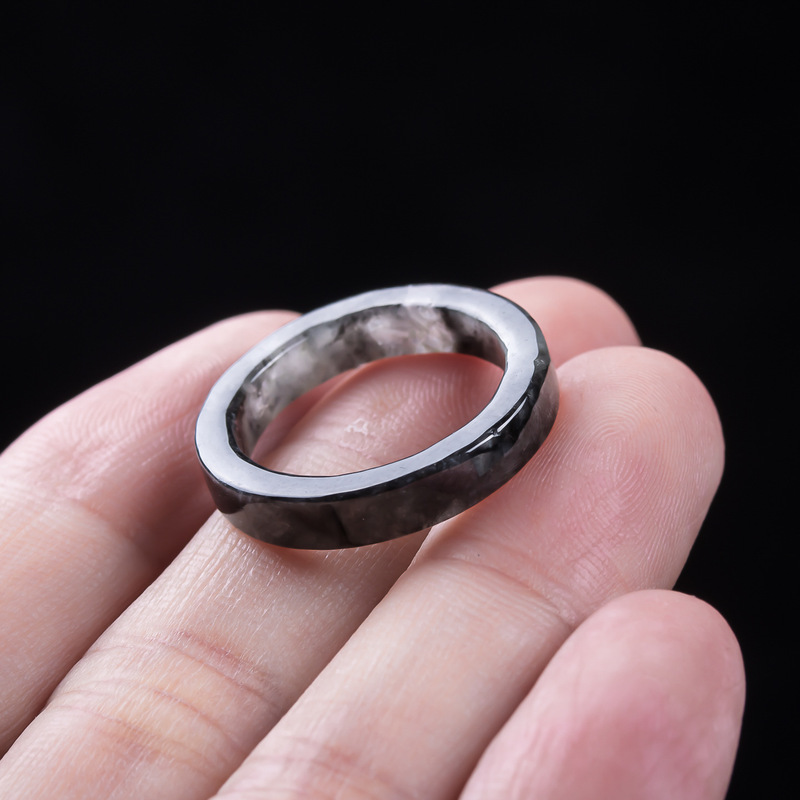 천연 A급 버마산, 블랙 제이디트 아이스 타입 반지,  - Jewelry & Watches Spółka Z Ograniczoną Odpowiedzialnością 리뷰 및 가격