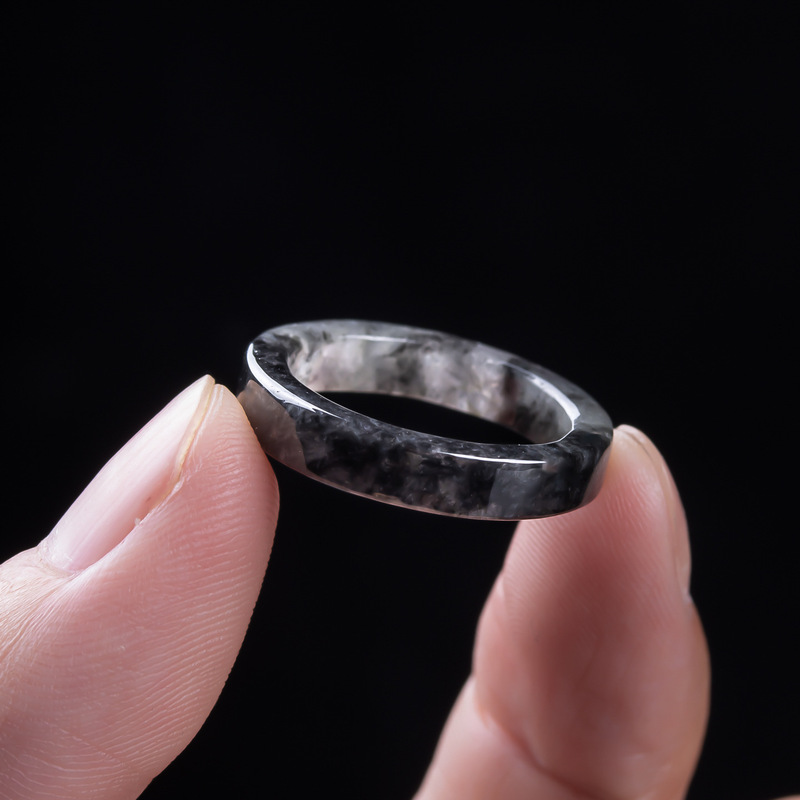 천연 A급 버마산, 블랙 제이디트 아이스 타입 반지,  - Jewelry & Watches Spółka Z Ograniczoną Odpowiedzialnością 리뷰 및 가격