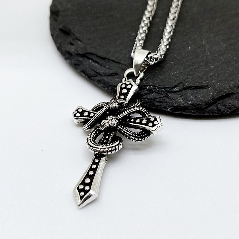 빈티지 투톤 뱀 모양 가시 십자가 펜던트 목걸이 (남성 - Hip Hop Chain Necklace 리뷰 및 가격